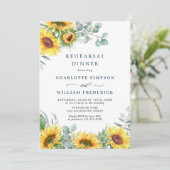 Waterverf Zonnebloemen Eucalyptusrepetitie Dinner Kaart (Staand voorkant)