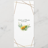 Waterverf Zonnebloemen Faux Gold Foil Lijst Wedden Menu (Achterkant)