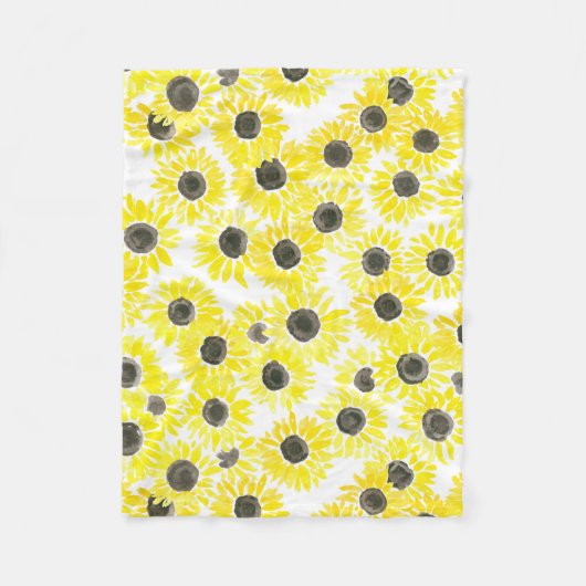 Waterverf zonnebloemen fleece deken (Voorkant)