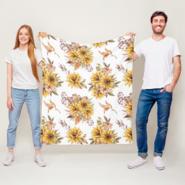 Waterverf Zonnebloemen Fleece Deken