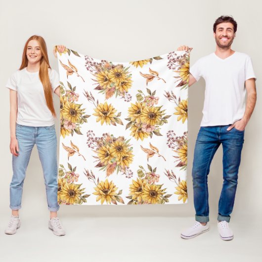 Waterverf Zonnebloemen Fleece Deken (In situ)