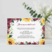 Waterverf Zonnebloemen Floral Border Accommodatie Informatiekaartje (Staand voorkant)