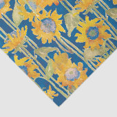 Waterverf zonnebloemen Floral op blauwe ontkoppeli Tissuepapier (Detail)