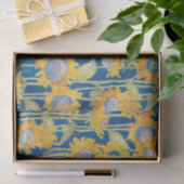 Waterverf zonnebloemen Floral op blauwe ontkoppeli Tissuepapier (Geschenk)