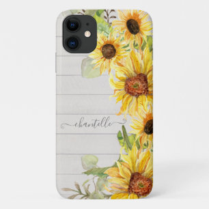 Waterverf Zonnebloemen Floral Rustic Wood Land Case-Mate iPhone Case