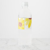 Waterverf Zonnebloemen Gedekte Florale bruiloft Waterfles Etiket (Achterkant)