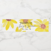 Waterverf Zonnebloemen Gedekte Florale bruiloft Waterfles Etiket (Enkel label)