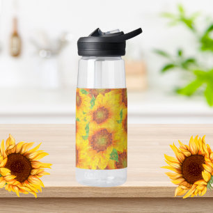 Waterverf Zonnebloemen Gedekte waterflacon Waterfles