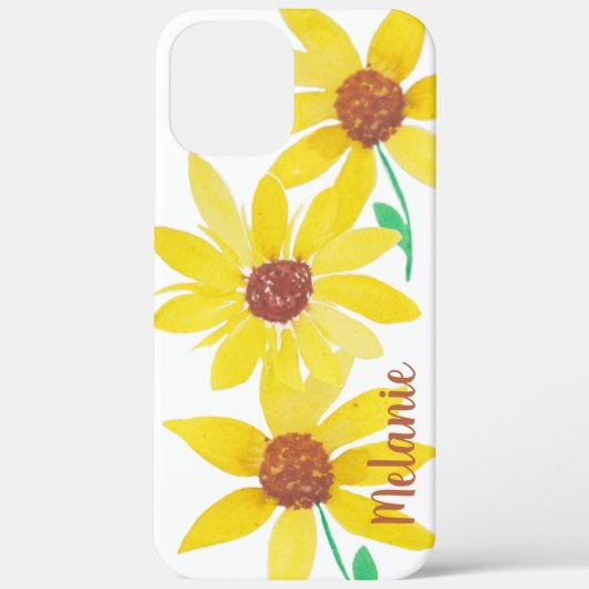 Waterverf Zonnebloemen Gele bloemen Monogrammen Case-Mate iPhone Case (Achterkant)