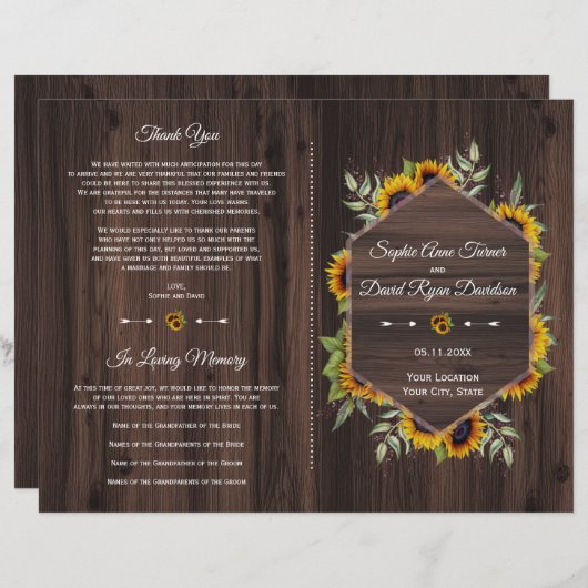 Waterverf zonnebloemen Geometrisch Old Barn Progra (Voorkant / Achterkant)