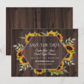 Waterverf Zonnebloemen Geometrische Wood Weddensch Save The Date (Voorkant / Achterkant)