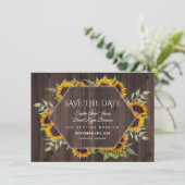 Waterverf Zonnebloemen Geometrische Wood Weddensch Save The Date (Staand voorkant)