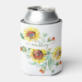 Waterverf zonnebloemen gepersonaliseerd blikjeskoeler (Blikje Voorkant)