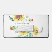 Waterverf zonnebloemen gepersonaliseerd bureaumat (Keyboard & Muis)