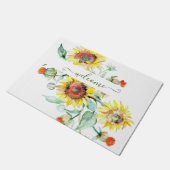 Waterverf zonnebloemen gepersonaliseerd deurmat (Schuin)