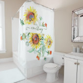 Waterverf zonnebloemen gepersonaliseerd douchegordijn (In situ)