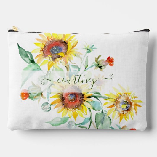 Waterverf zonnebloemen gepersonaliseerd etui (Voorkant)