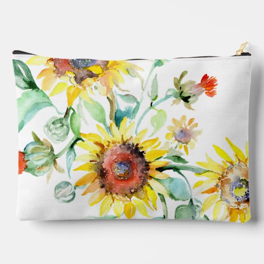 Waterverf zonnebloemen gepersonaliseerd etui (Achterkant)