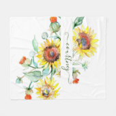 Waterverf zonnebloemen gepersonaliseerd fleece deken (Voorkant (Horizontaal))