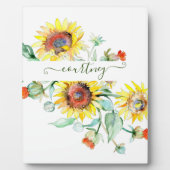 Waterverf zonnebloemen gepersonaliseerd fotoplaat (Voorkant)