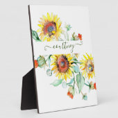 Waterverf zonnebloemen gepersonaliseerd fotoplaat (Zijkant)