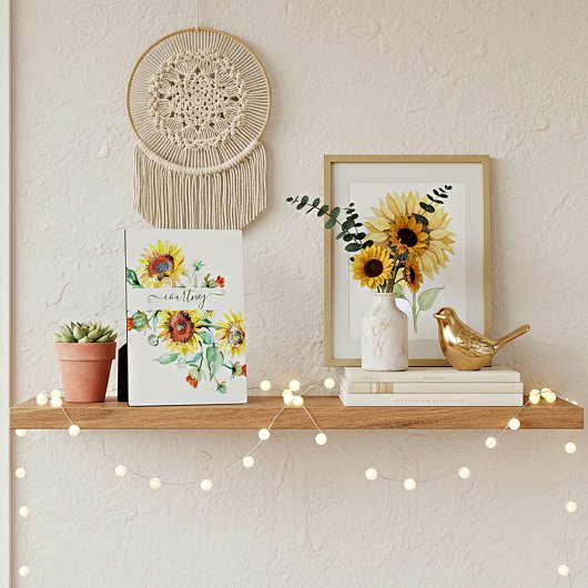 Waterverf zonnebloemen gepersonaliseerd fotoplaat