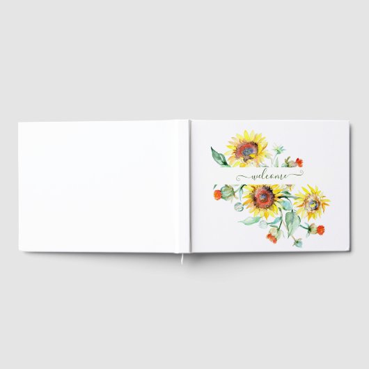 Waterverf zonnebloemen gepersonaliseerd gastenboek (Volledig)