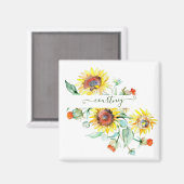 Waterverf zonnebloemen gepersonaliseerd magneet (Voorkant / Achterkant)