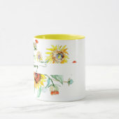 Waterverf zonnebloemen gepersonaliseerd mok (Midden)