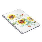Waterverf zonnebloemen gepersonaliseerd notitieboek (Rechterzijde)