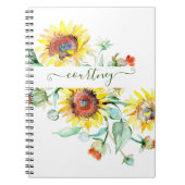 Waterverf zonnebloemen gepersonaliseerd notitieboek (Voorkant)