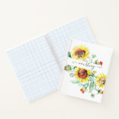 Waterverf zonnebloemen gepersonaliseerd notitieboek (Binnen)