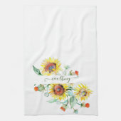 Waterverf zonnebloemen gepersonaliseerd theedoek (Verticaal)