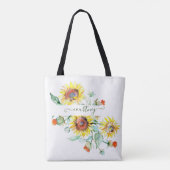 Waterverf zonnebloemen gepersonaliseerd tote bag (Achterkant)