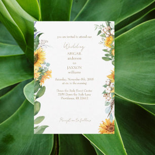 Waterverf Zonnebloemen Gold Text Wedding Kaart