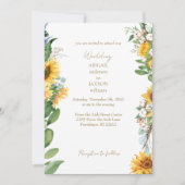 Waterverf Zonnebloemen Gold Text Wedding Kaart (Voorkant)