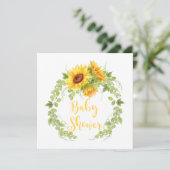 Waterverf Zonnebloemen Greenery Baby shower Uitnod Kaart (Staand voorkant)