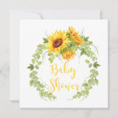 Waterverf Zonnebloemen Greenery Baby shower Uitnod Kaart (Voorkant)