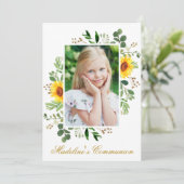 Waterverf zonnebloemen Greenery Fotocommunie Kaart (Staand voorkant)