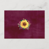 Waterverf zonnebloemen grens bruiloft receptie informatiekaartje (Achterkant)