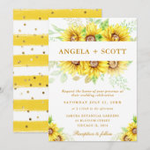 Waterverf Zonnebloemen Grens Lijst bruiloft Kaart (Voorkant / Achterkant)