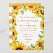 Waterverf Zonnebloemen Grens Lijst bruiloft Kaart (Voorkant / Achterkant)