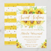 Waterverf Zonnebloemen Grens Lijst Sweet 16 Kaart (Voorkant / Achterkant)