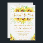 Waterverf Zonnebloemen Grens Lijst Sweet 16 Kaart<br><div class="desc">Prachtige Waterverf Gele Zonnebloemen rand lijst ontwerp en gele strepen achtergrond</div>