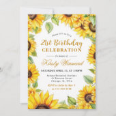 Waterverf Zonnebloemen Grens Lijst Verjaardag Kaart (Voorkant)