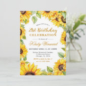 Waterverf Zonnebloemen Grens Lijst Verjaardag Kaart (Staand voorkant)