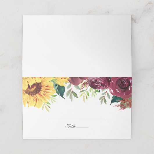 Waterverf Zonnebloemen - Grenshuwelijk Plaatskaartje (Buitenkant ongevouwen)