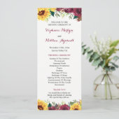 Waterverf Zonnebloemen - Grenshuwelijk Programmakaart (Staand voorkant)