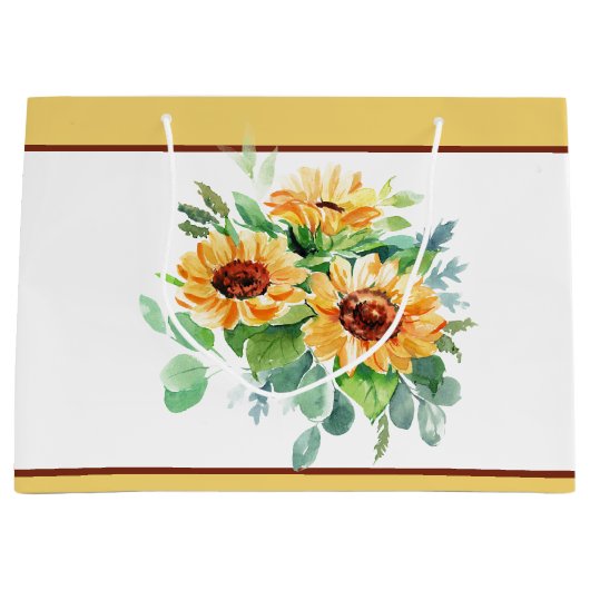 Waterverf zonnebloemen groot cadeauzakje (Voorkant)