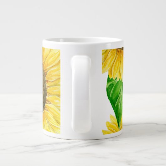 Waterverf zonnebloemen grote koffiekop (Achterkant)